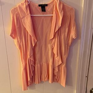 Willi Smith Peach Cardigan Sweater with ruffles